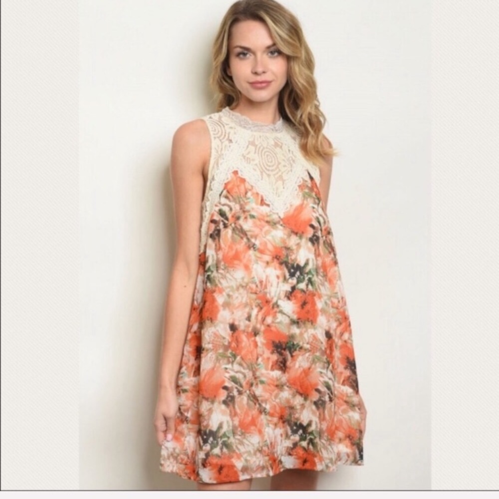 Orange Floral Tunic Dress